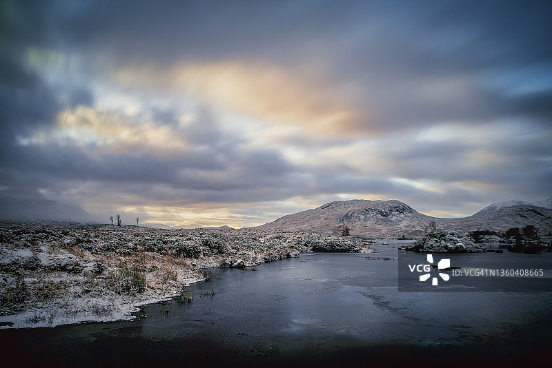 2021年冬季苏格兰高地的阿赫莱斯湖图片素材