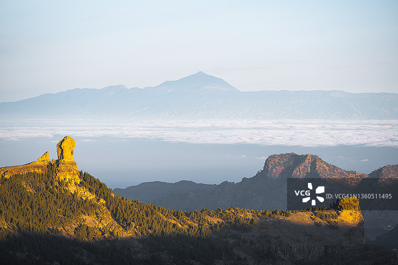 西班牙大加那利岛的努布洛岩和泰德山风光图片素材