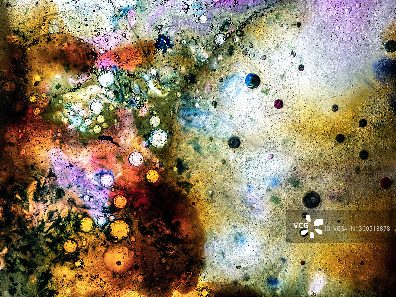 彩色液体混合抽象背景全景图片素材