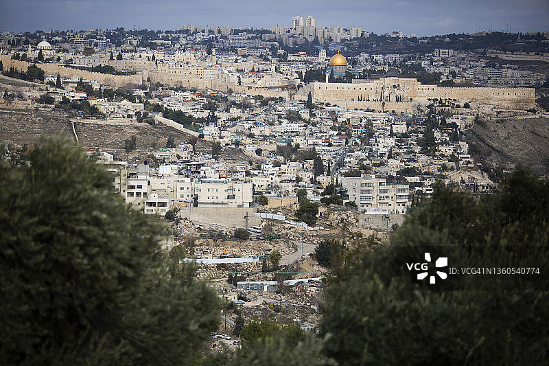 耶路撒冷老城和圆顶清真寺景观图片素材