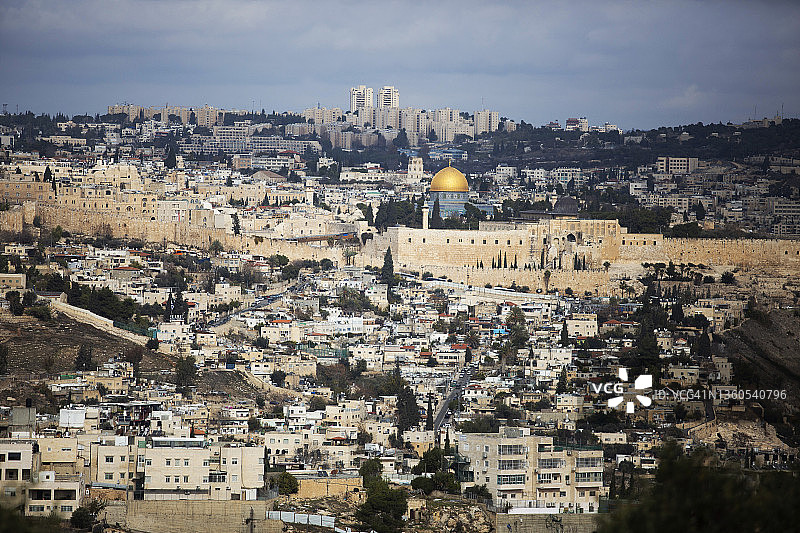 耶路撒冷老城和圆顶清真寺景观图片素材