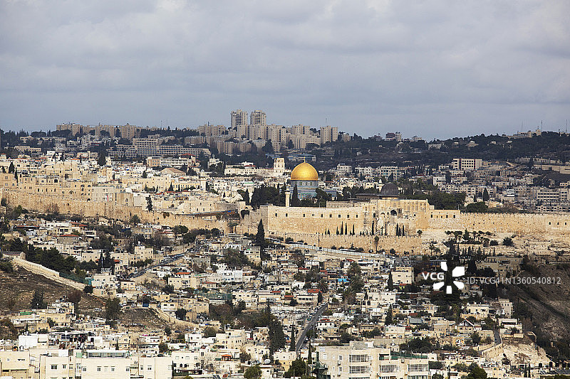 耶路撒冷老城和圆顶清真寺景观图片素材
