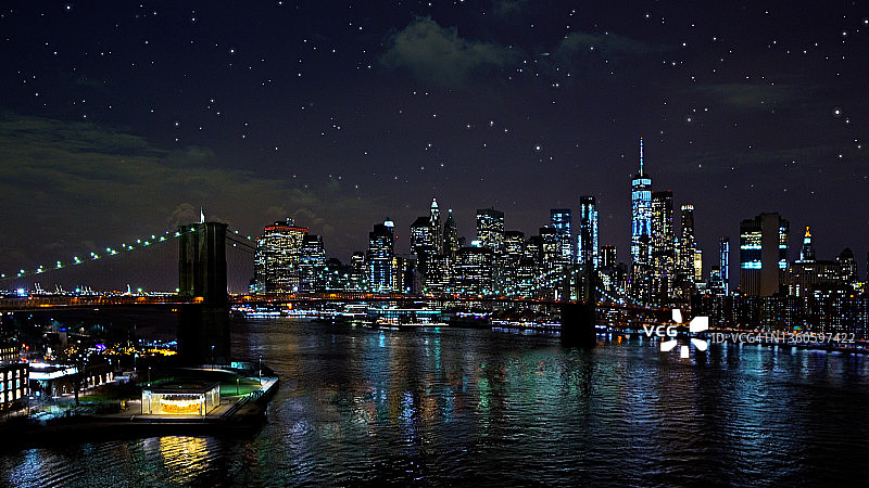 曼哈顿金融区壮丽景色图片素材