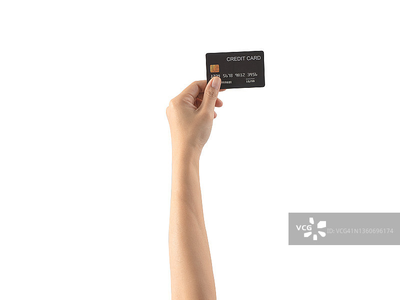 手持信用卡（白色背景）图片素材