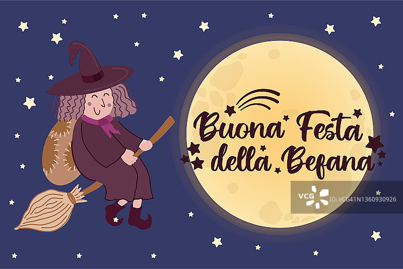 意大利语主显节快乐与女巫贝法纳图片素材