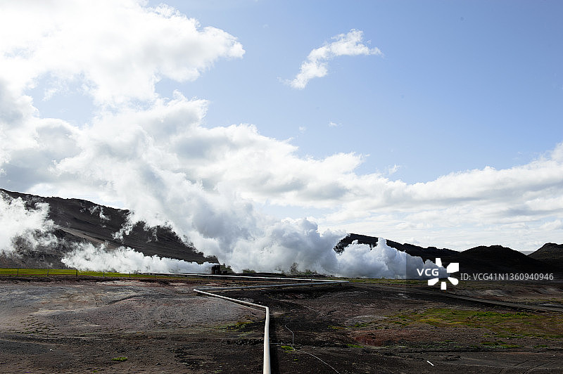冰岛雷克雅里德发电站的蒸汽图片素材