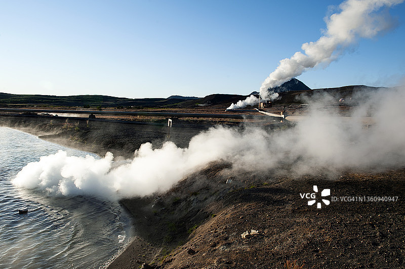 冰岛雷克雅里德发电站的蒸汽图片素材