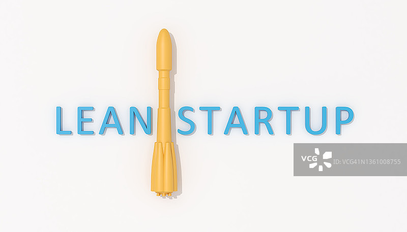 带有火箭标志的精益创业文本图片素材
