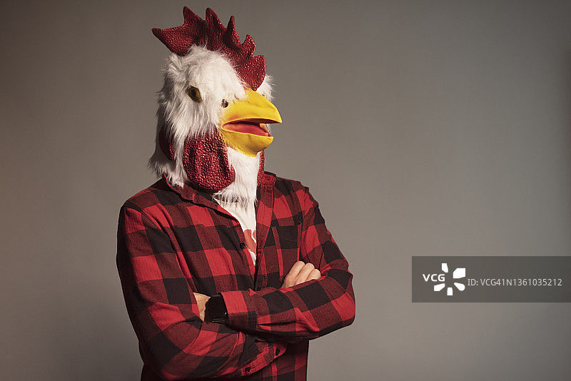 穿着小鸡服装，自以为是的男人图片素材