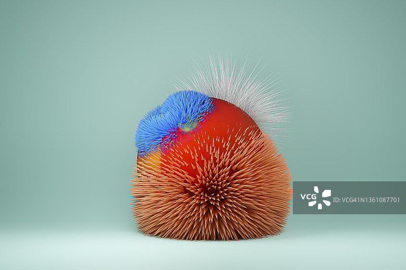 毛茸茸的彩色球体，3D渲染图片素材
