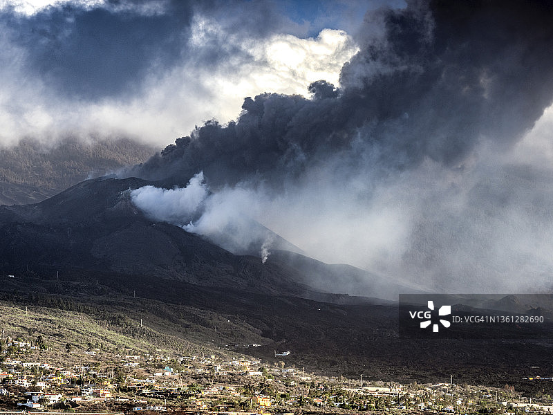 加那利群岛拉帕尔马岛的火山爆发图片素材