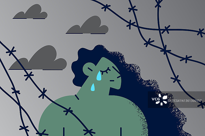 不开心的女人感到沮丧，患有精神障碍图片素材