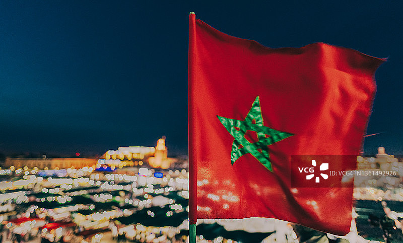 马拉喀什的摩洛哥国旗图片素材
