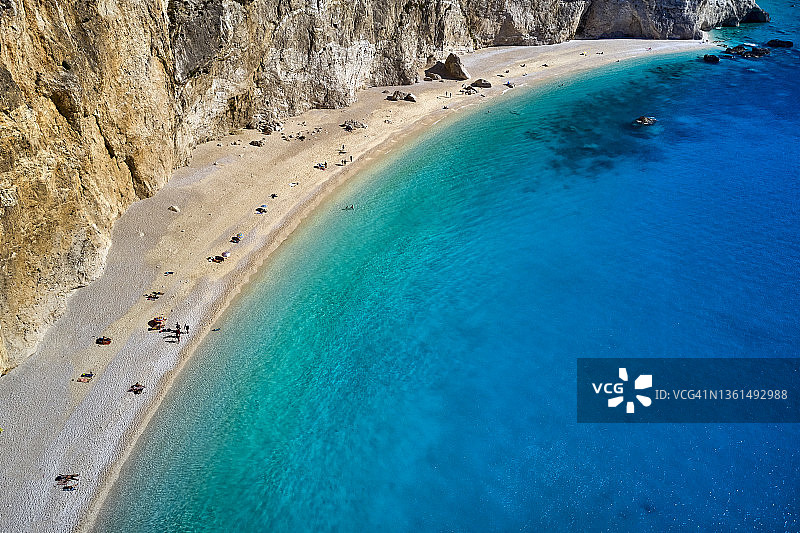 希腊莱夫卡达岛的卡齐基港海滩图片素材