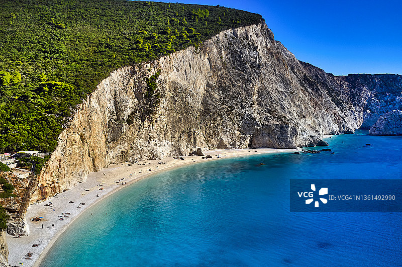 希腊莱夫卡达岛的卡齐基港海滩图片素材