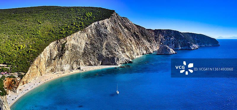 希腊莱夫卡达岛的卡齐基港海滩图片素材