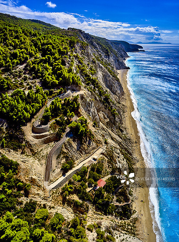 希腊莱夫卡达岛埃格雷姆尼海滩图片素材