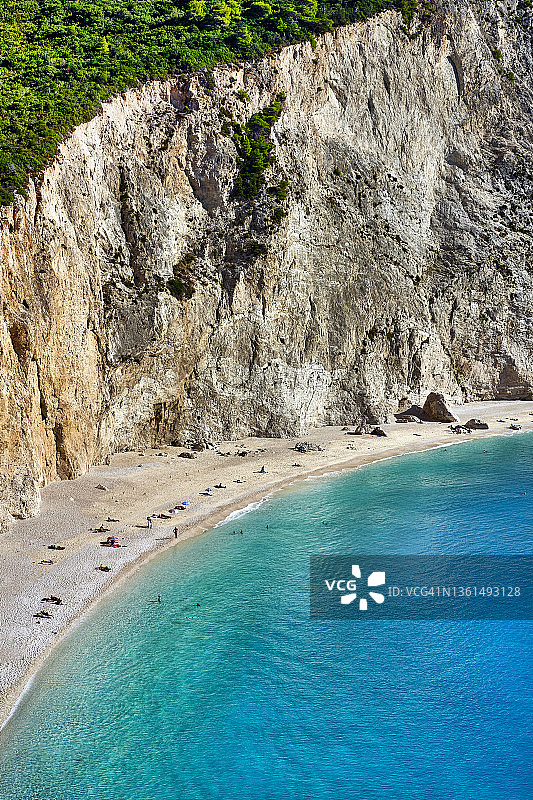 希腊莱夫卡达岛的卡齐基港海滩图片素材