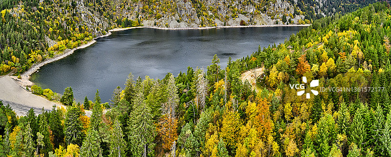 法国孚日山脉森林中的布朗湖图片素材