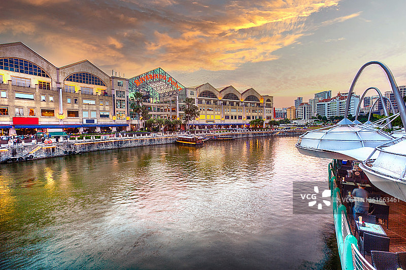 新加坡克拉码头的新加坡河图片素材