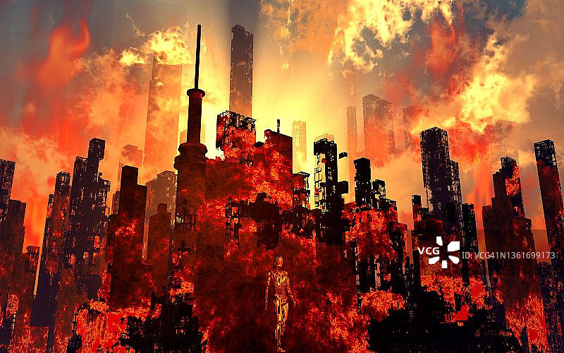 燃烧的城市图片素材