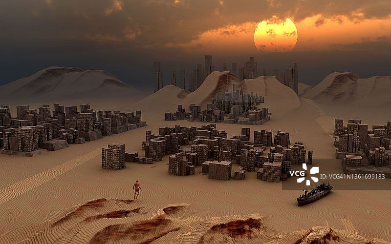 沙漠中的城市图片素材