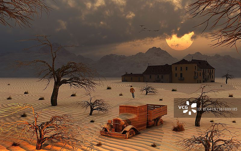 干旱造成的沙漠景观图片素材