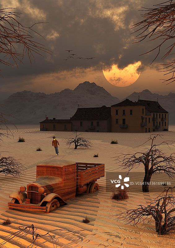 干旱造成的沙漠景观图片素材