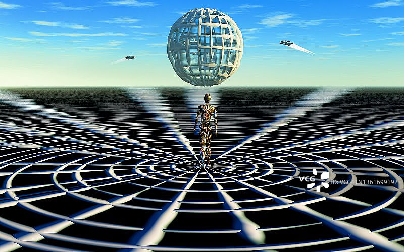 安卓机器人帮助建造戴森球图片素材