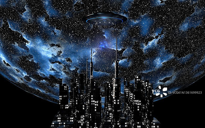 宇宙边缘的城市图片素材