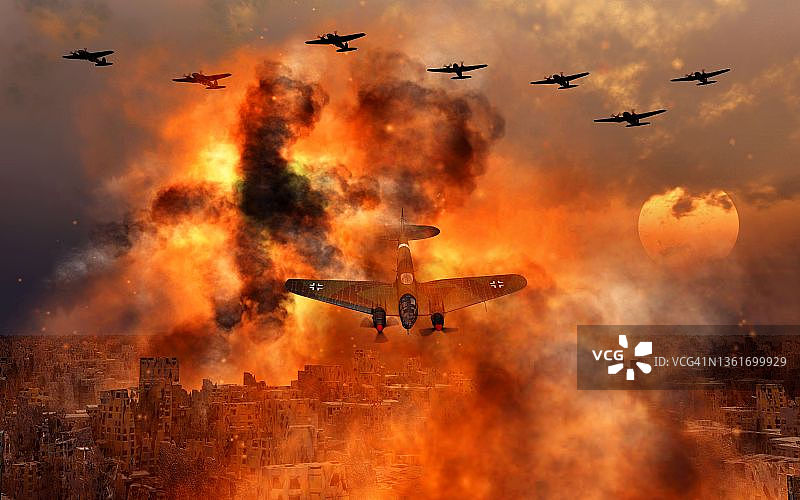 一片火海的城市图片素材