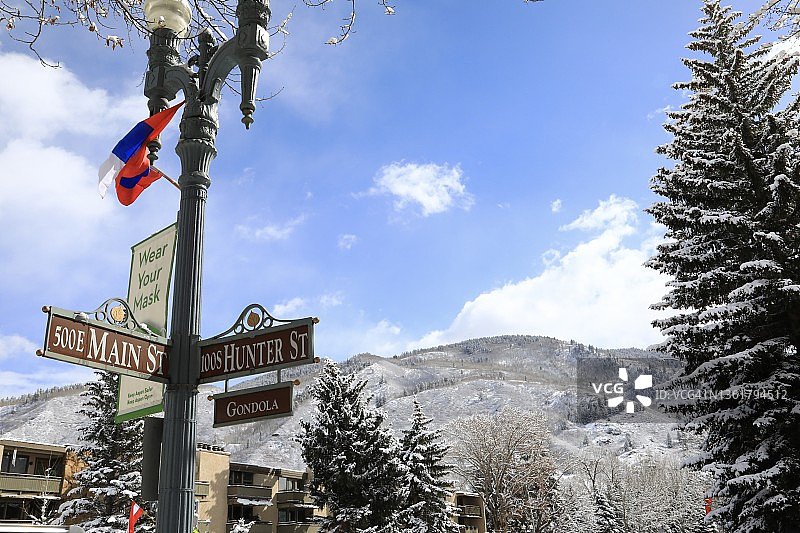 科罗拉多州阿斯彭市中心街道图片素材