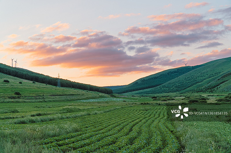 傍晚田园风光图片素材