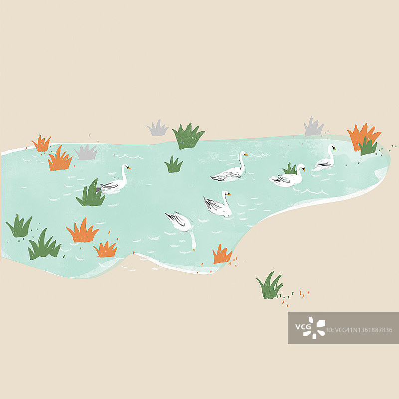 湖泊插画图片素材