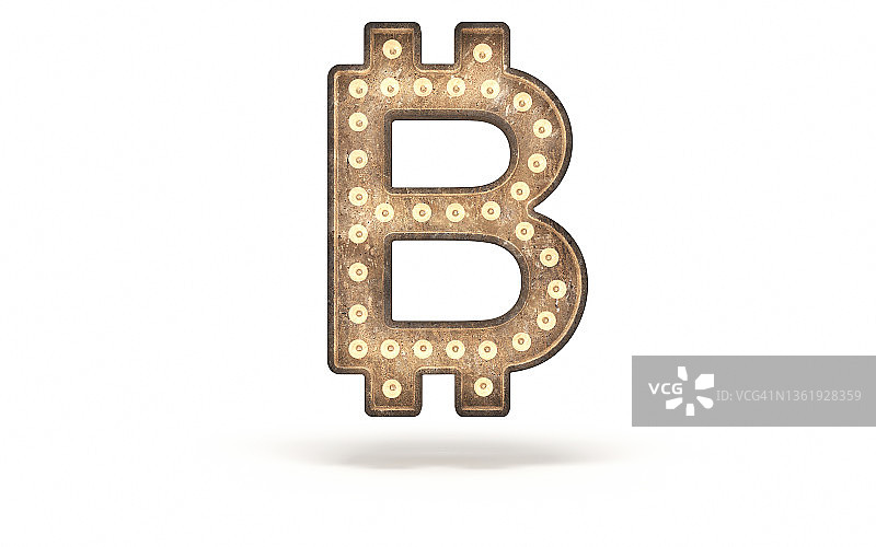 灯泡混凝土比特币标志图片素材