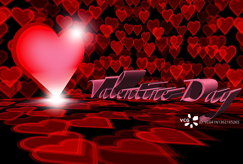 3D图案心形背景：情人节图片素材