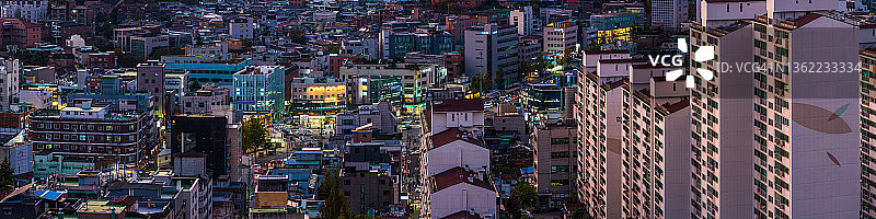 韩国首尔高层住宅拥挤城市夜景航拍全景图片素材