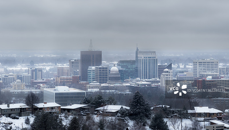 冬季的博伊西天际线图片素材
