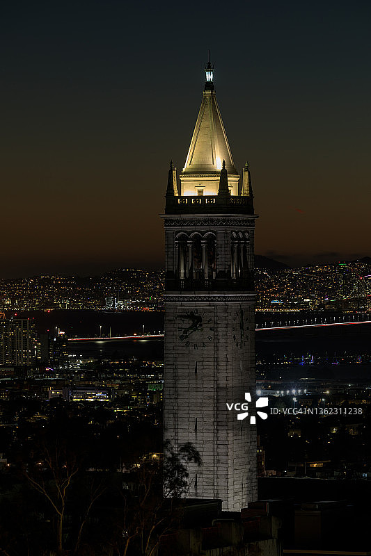 加州大学伯克利分校萨特塔钟楼特写图片素材