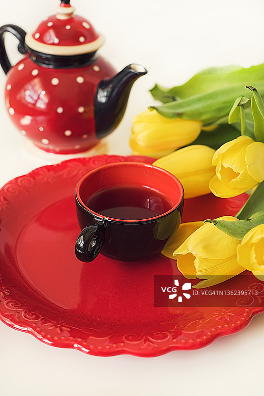 郁金香下午茶时光图片素材