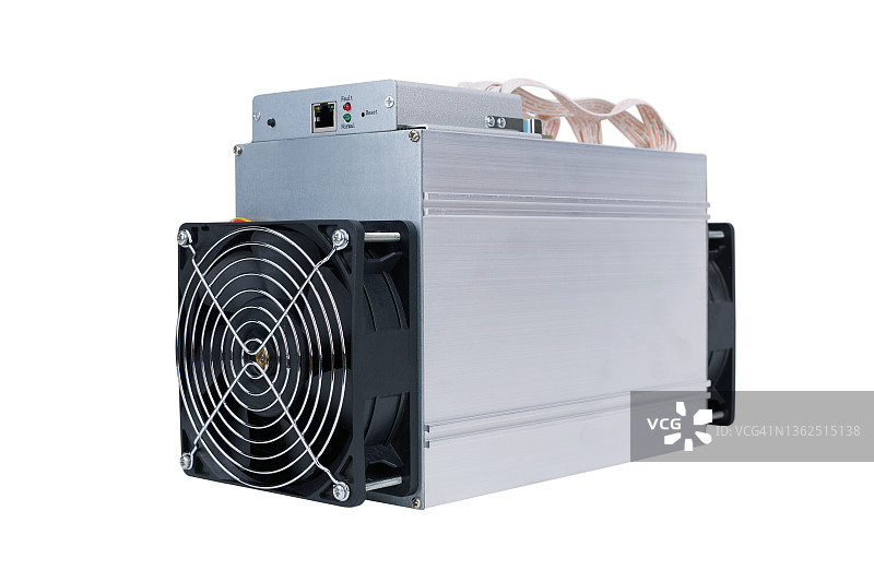 比特币和山寨币加密货币矿场（白色背景）图片素材