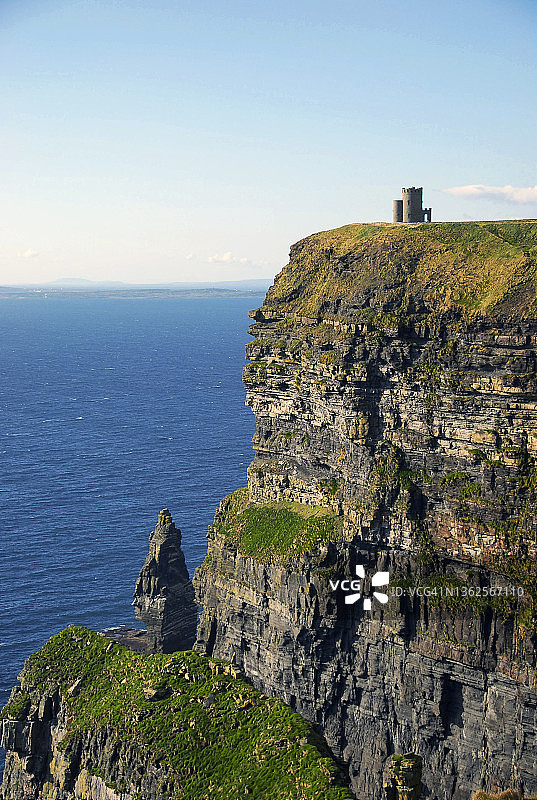 莫赫悬崖顶部的奥布莱恩塔，位于克莱尔郡西爱尔兰图片素材