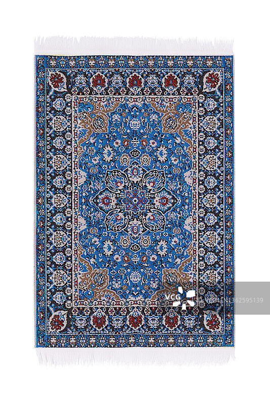 白色背景上的蓝色地毯图片素材