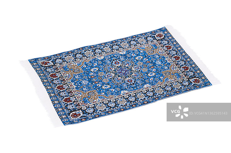 白色背景上的蓝色地毯图片素材