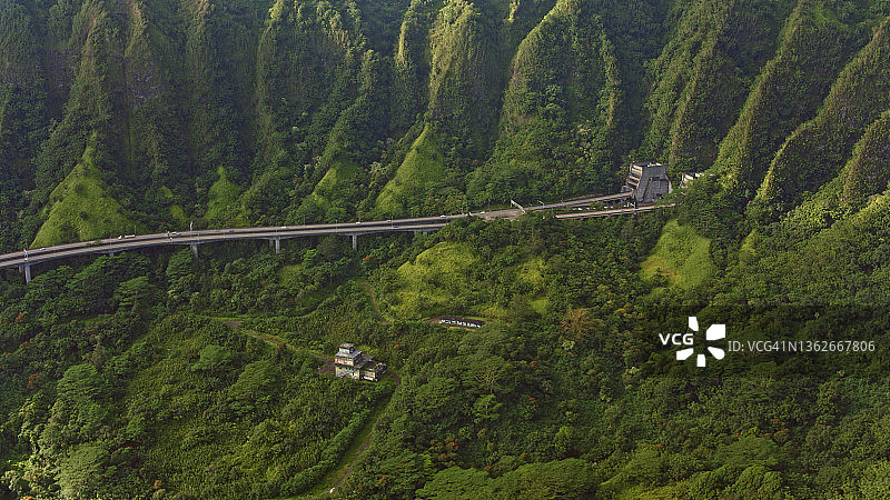 夏威夷Haiku山谷和H-3州际公路图片素材