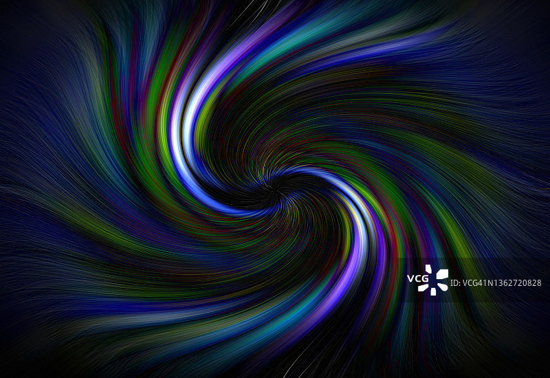 黑色背景上的抽象彩色螺旋光轨图片素材