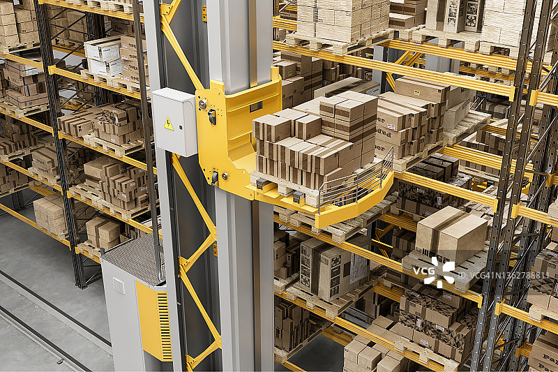 现代自动化仓库管理系统3D渲染图片素材