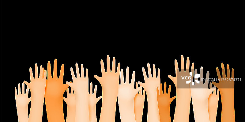 许多人举起手插图图片素材