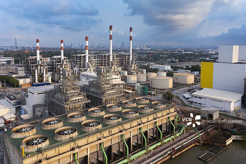 城市发电厂鸟瞰图片素材