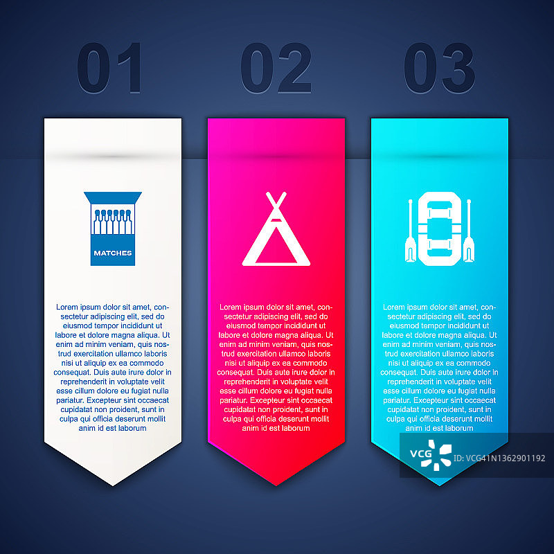 火柴盒、帐篷和漂流船组合图案矢量素材图片素材